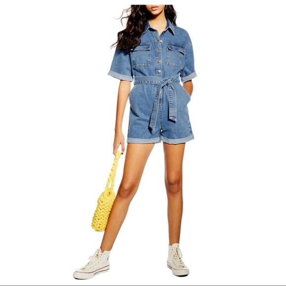 NEW TOPSHOP DENIM BUTTON DOWN ROMPER - Picture 8 of 8